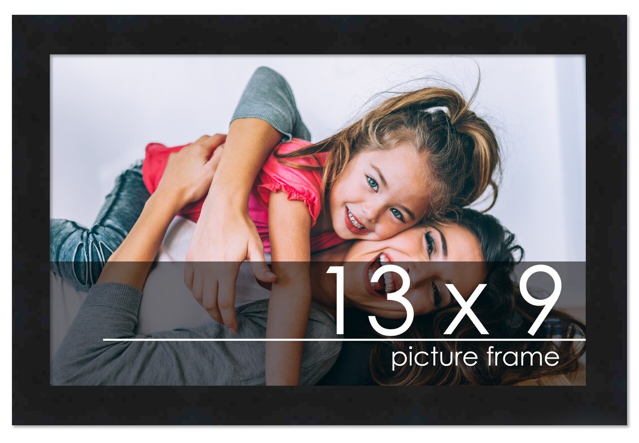 13x9 Solid Wood Picture Frame with UV-Resistant Acrylic & Acid-Free Backing, Available in 6 Finishes: Matte Black, Matte White, Metallic Bronze, Silver, Natural Wood Grain & Mahogany